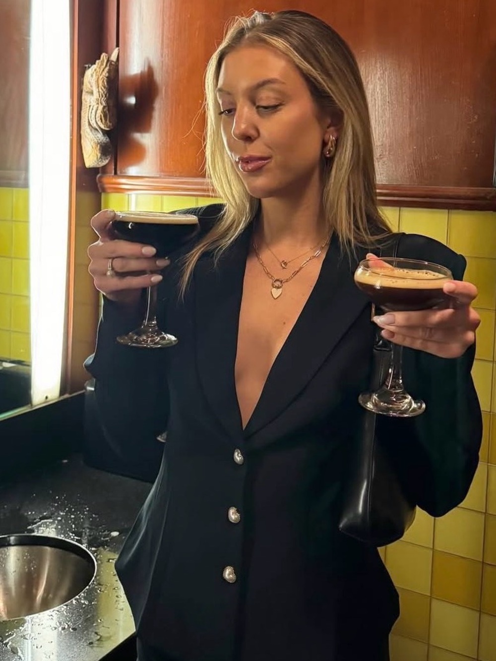 Lovers + Friends navy Statement Blazer with Gold Buttons